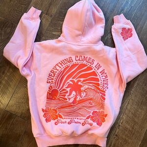 "Everything Comes in Waves" Hoodie in Pink - Size XS
